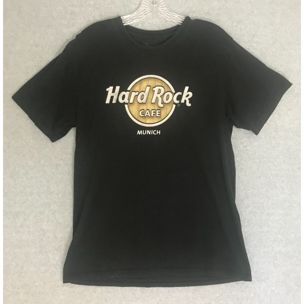 Hard Rock‎ Cafe MUNICH Germany T-Shirt Mens Medium Black Cotton Short Sleeve